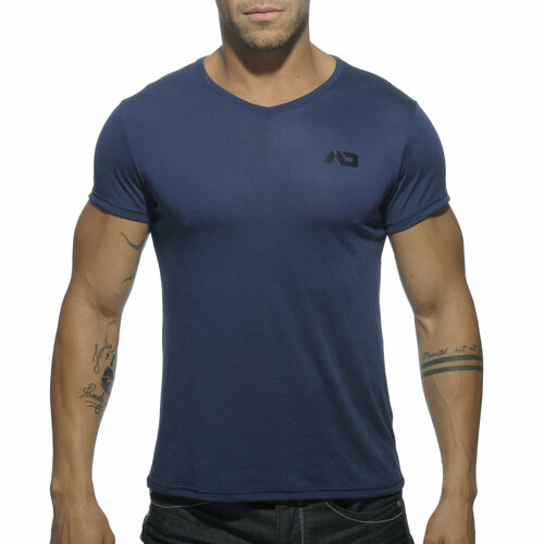 Футболка Addicted Basic V-Neck T-Shirt, размер 3XL, синий, белый футболка addicted хлопок однотонная размер m хаки зеленый
