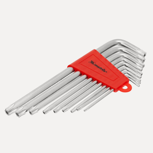 Изображение товара Набор ключей имбусовых Matrix TORX 9 шт, T10-T50, CrV, удлиненные, сатин. 12306