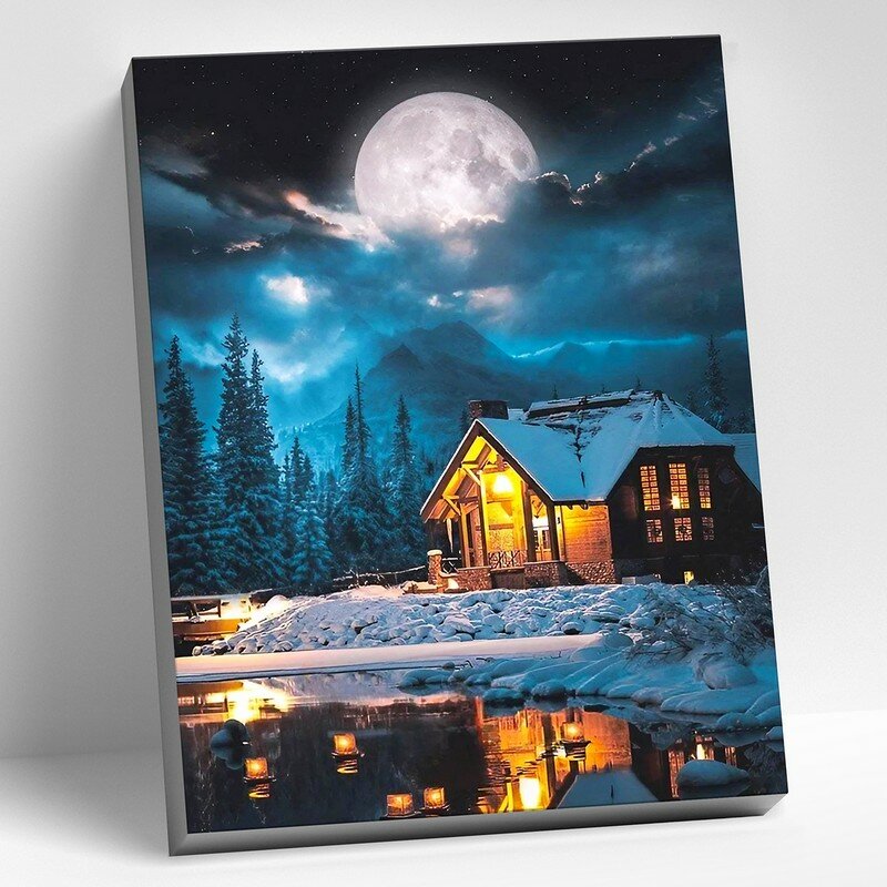 Картина по номерам Уютный зимний домик, 40x50 см. Molly
