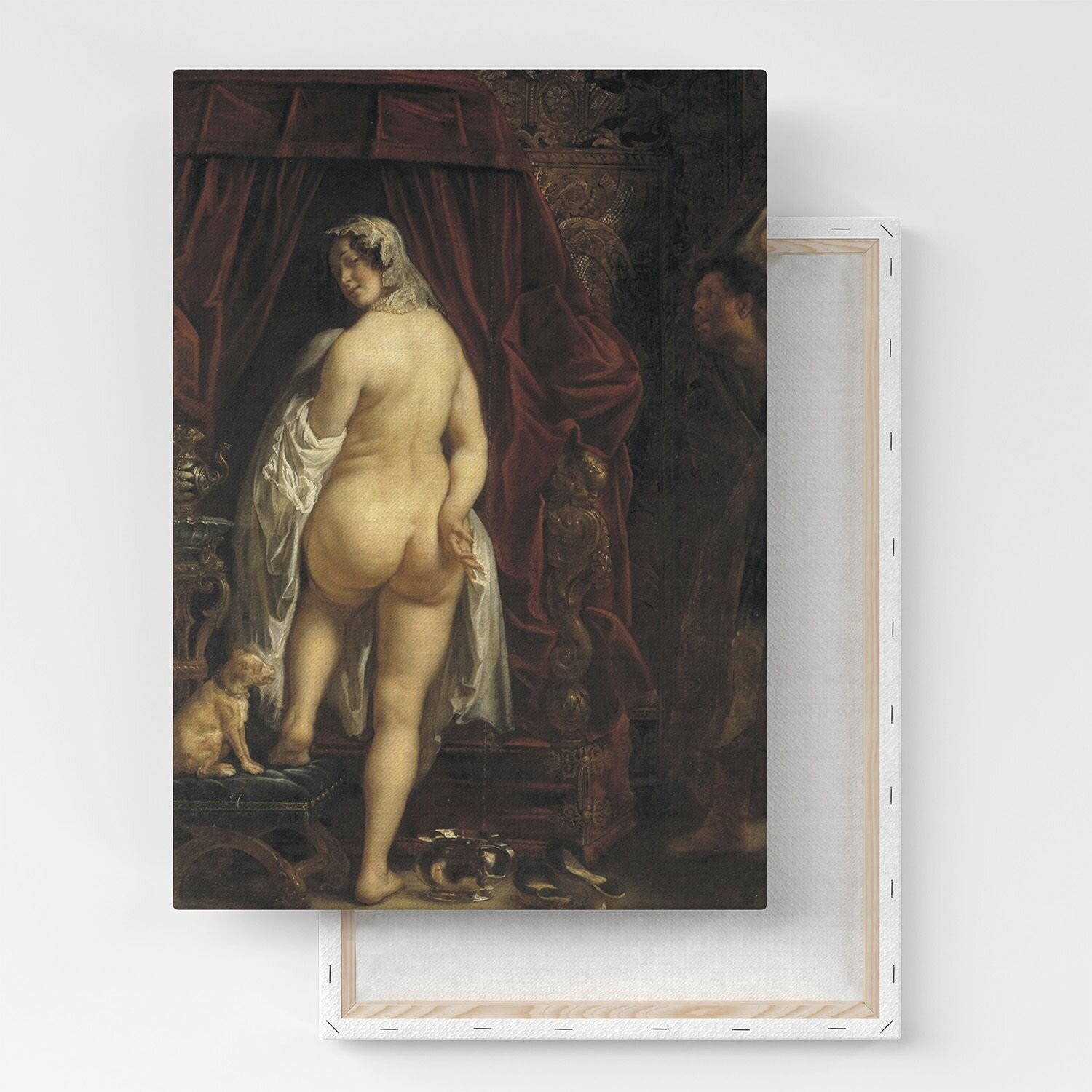 Картина на холсте, репродукция / Якоб Йорданс - Candaule roi de Lydie montrant / Размер 30 x 40 см