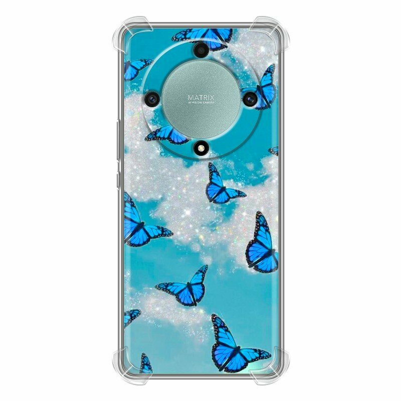 Дизайнерский силиконовый с усиленными углами чехол для Хонор Х9а / Huawei Honor X9a Бабочки принт