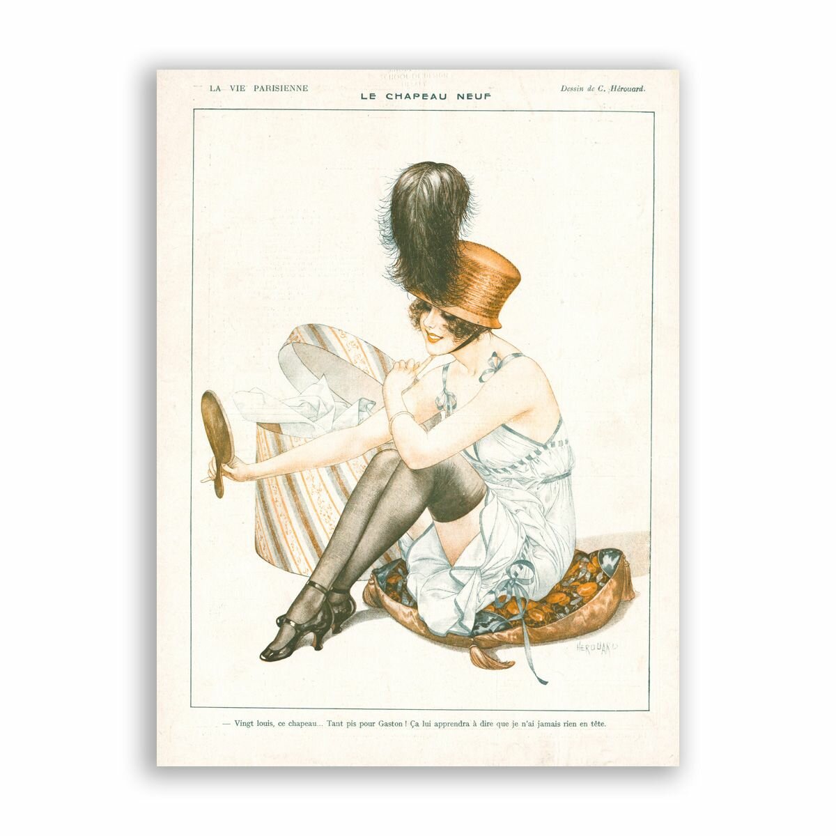 Постер на бумаге в стиле Пин-ап / La Vie Parisienne - Le Chapeau Neuf / Размер 30 x 40 см