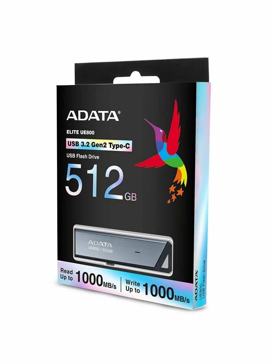 Флешка A-Data UE800 512ГБ USB3.2 серебристый (AELI-UE800-512G-CSG)