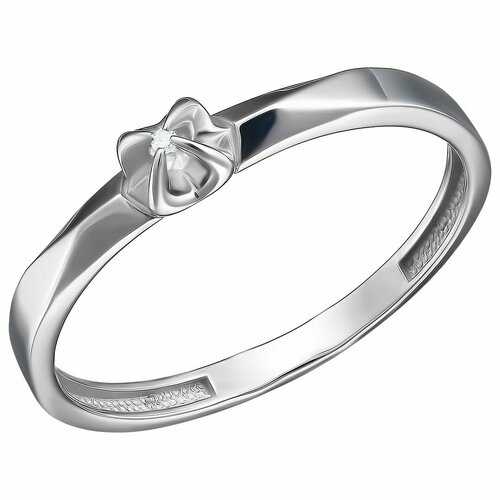 фото Перстень серебряное кольцо 925 пробы с бриллиантом, серебро, 925 проба, родирование, бриллиант, бесцветный, серебряный uvi ювелирочка