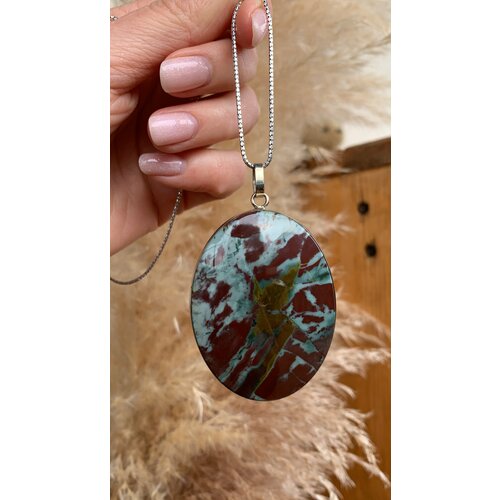 фото Подвеска true stones, яшма, зеленый, коричневый