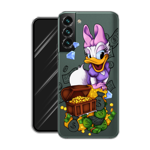 Силиконовый чехол на Samsung Galaxy S22 Plus / Самсунг Галакси S22 Плюс Rich Daisy Duck, прозрачный