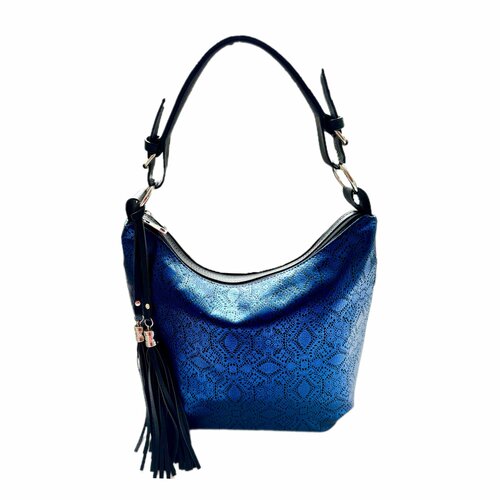 фото Сумка шоппер shane 1013 синяя, фактура тиснение, синий