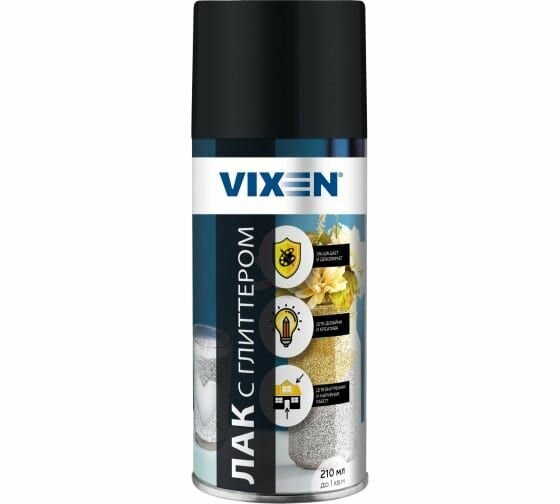 фото Лак с глиттером Золото 210 мл аэрозоль VIXEN VX24014