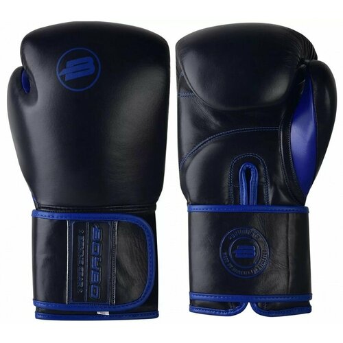 боксерские перчатки из натуральной кожи danata star hunter 10 oz синие Боксерские перчатки тренировочные, натуральная кожа BoyBo Rage (BBG200) - Черный/Синий (16 oz)