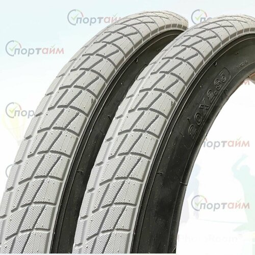 фото Покрышка bmx серая, чёрная боковина, 20"x2.35",2 шт. нет бренда