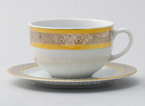 Чашка с блюдцем чайная Широкий кант платина золото Опал