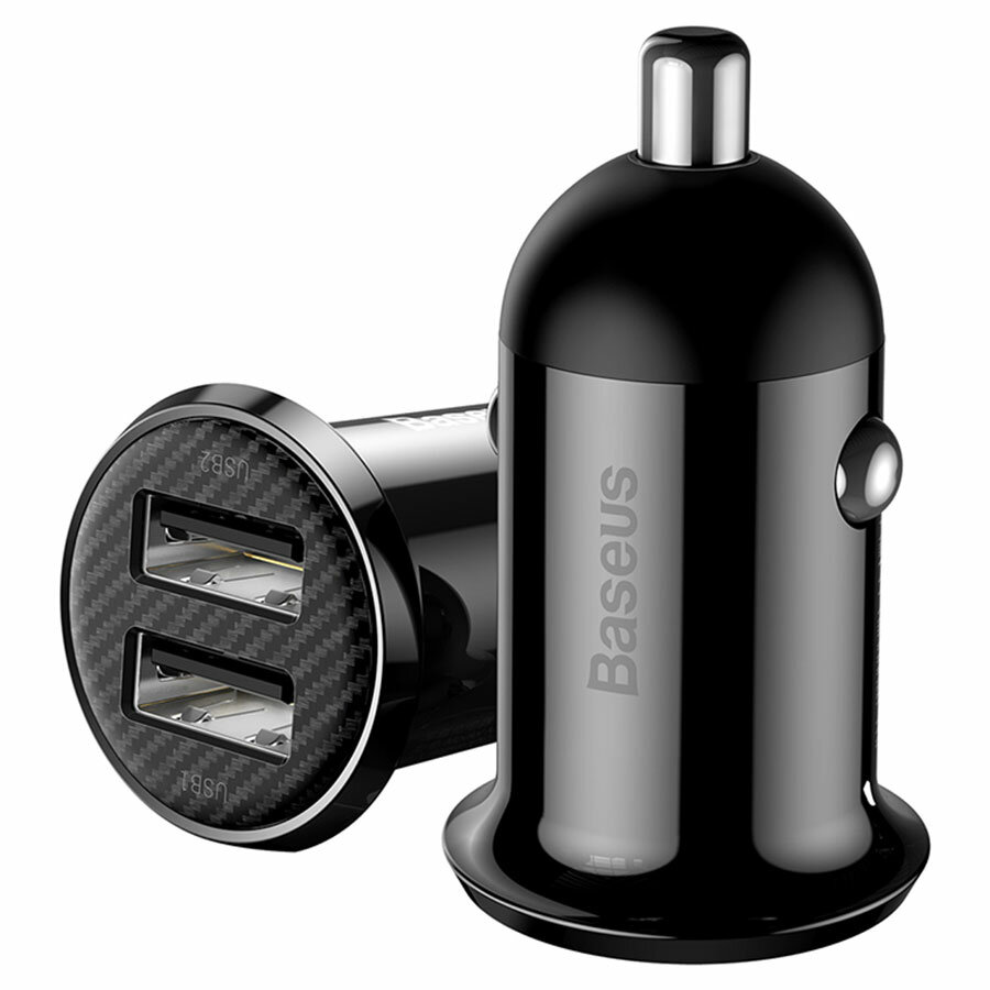 Автомобильное зарядное устройство BASEUS Grain Pro, 2xUSB, 4.8A, черный