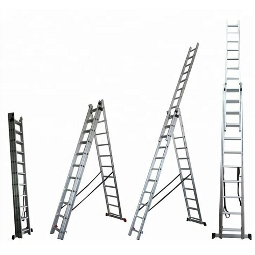 Лестница стремянка HiluxPRO высота 7,5м 3х11 ступеней, завод лестниц