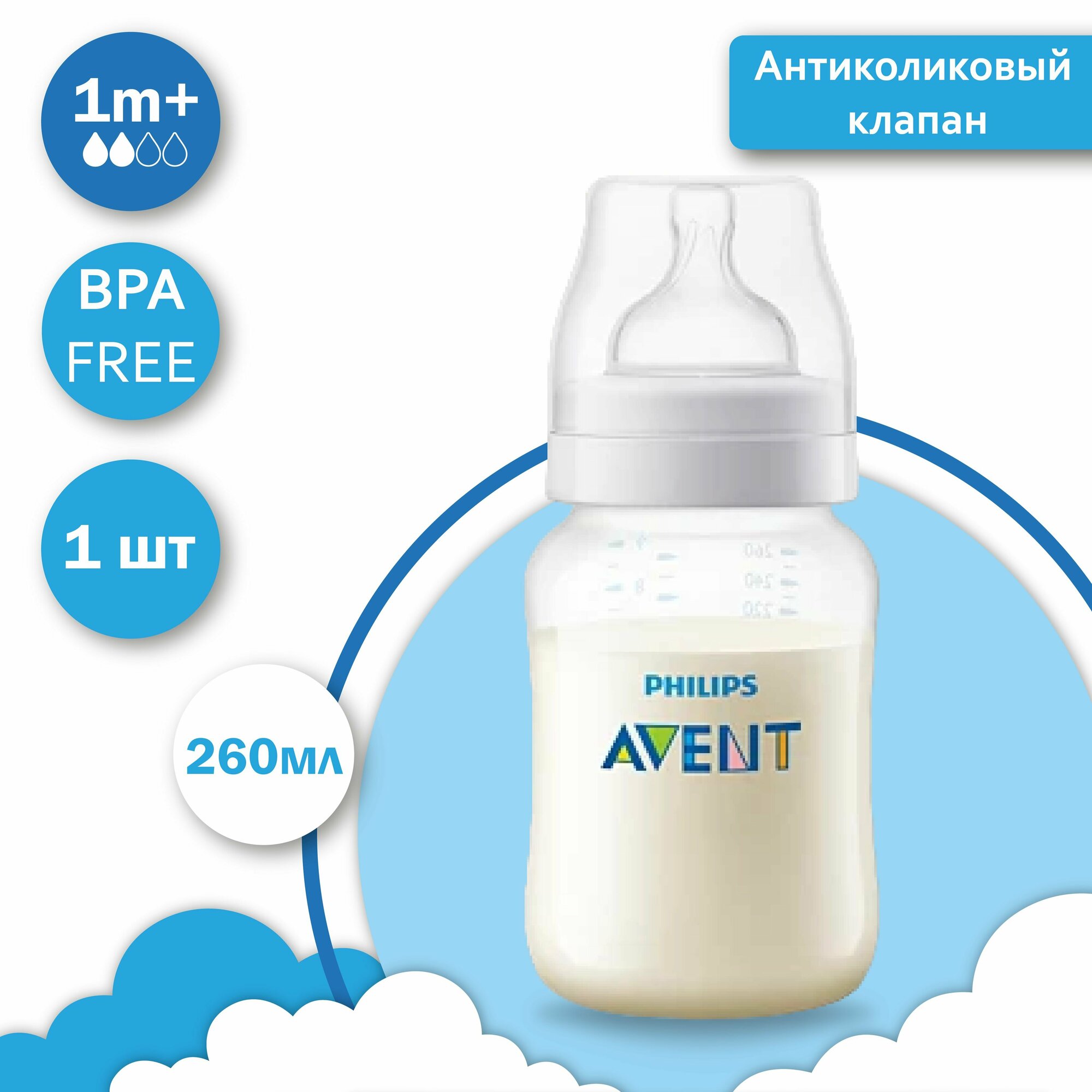 Бутылочка для кормления Philips Avent Anti-colic 1+ мес., 260 мл, 1 шт - фото №20