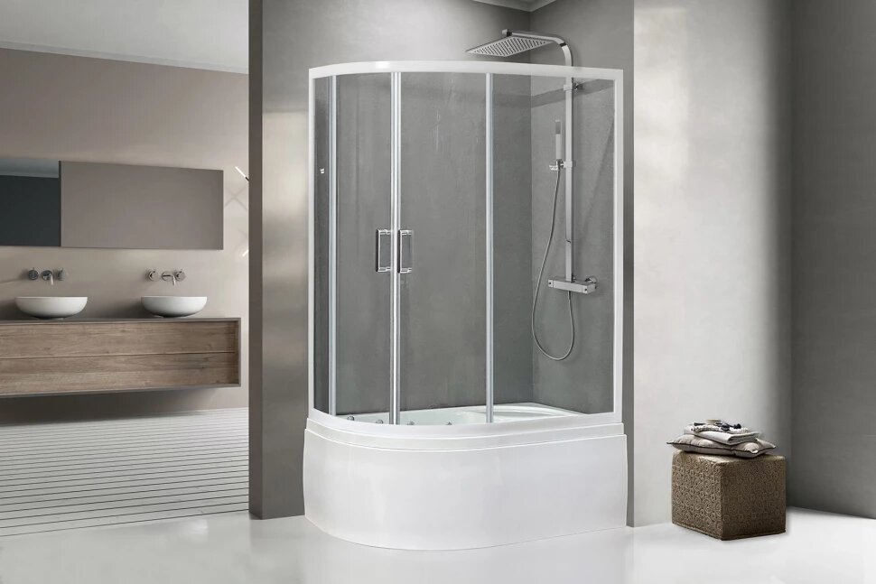 Душевой уголок с поддоном 120x80 см Royal Bath RB8120BK-T-R прозрачное