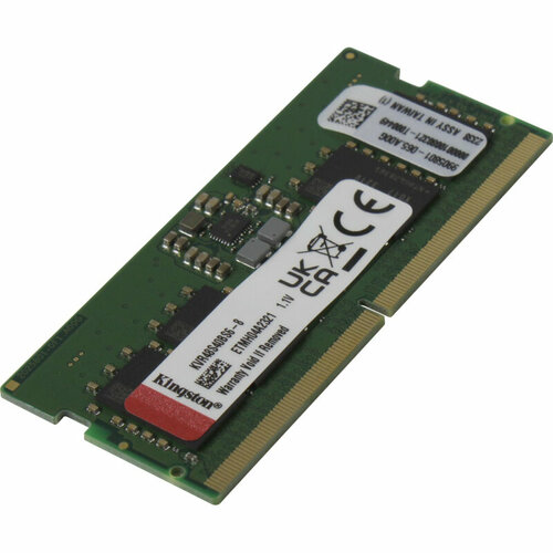 Модуль памяти Kingston DDR5 8GB 4800MT/s SODIMM CL40 1RX16 (KVR48S40BS6-8) оперативная память kingston valueram 8gb so dimm 3200mhz kvr32s22s6 8