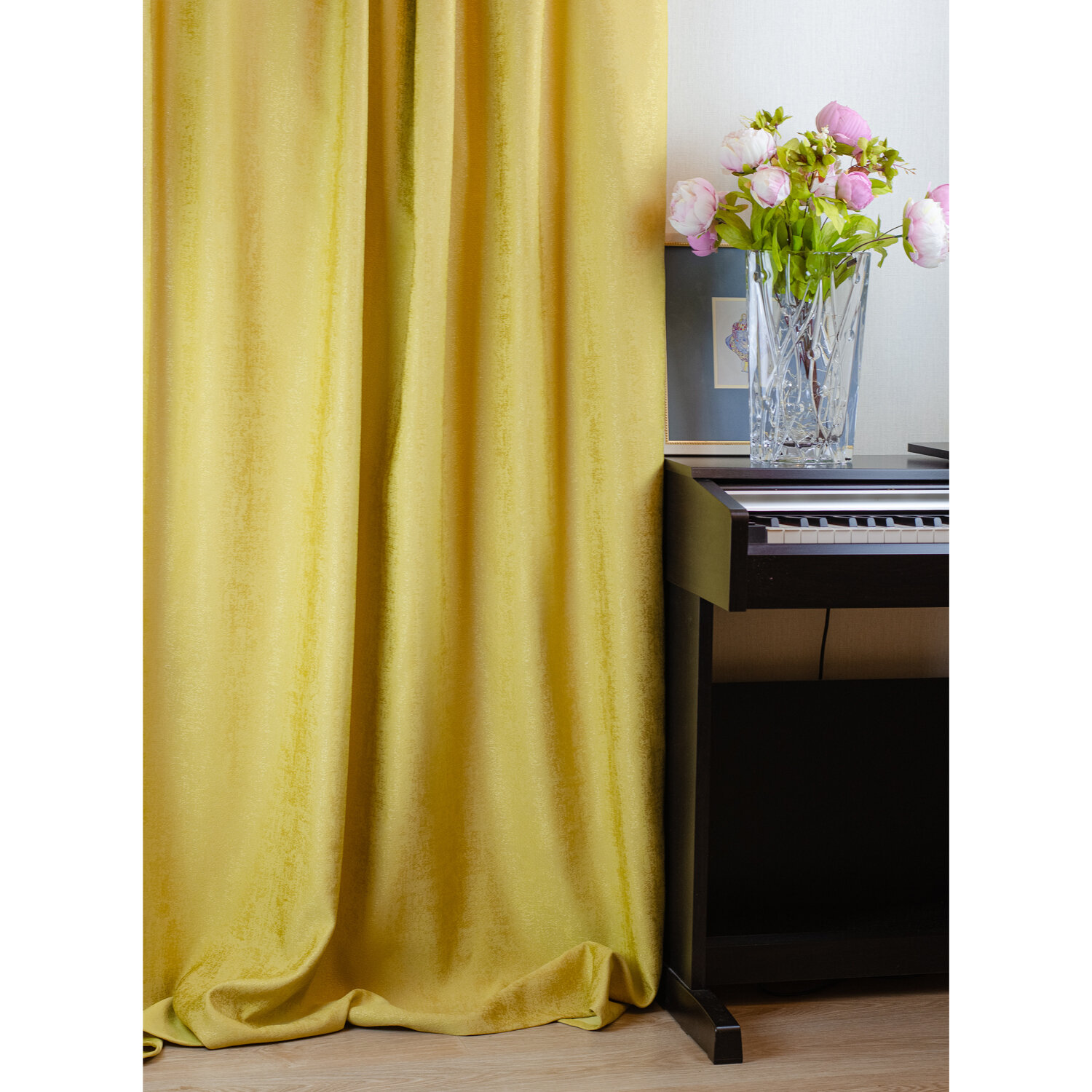 Шторы Iris для гостиной, 150 х 270, 2 шт, блэкаут, золотистые