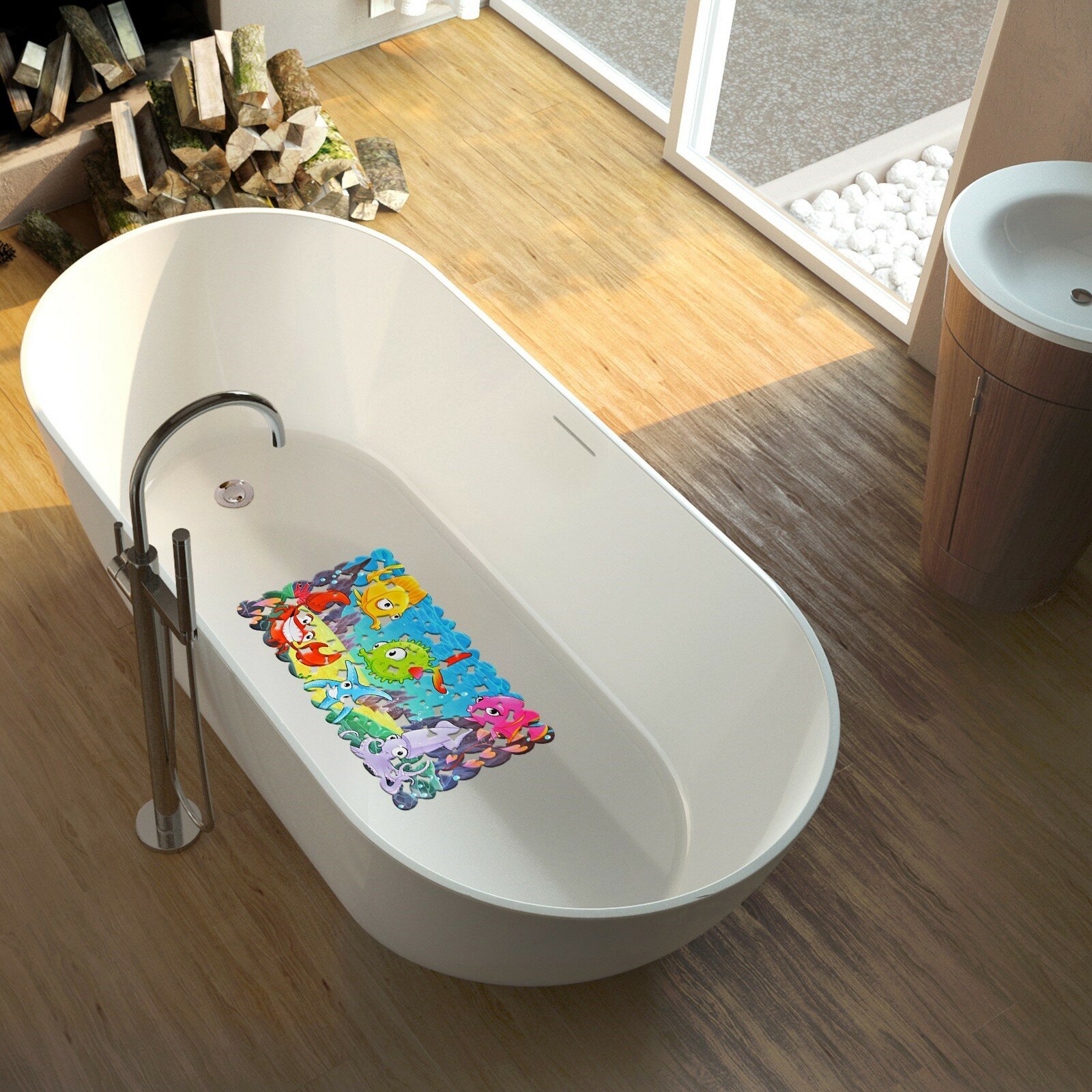 Коврик на присосках для ванной, противоскользящий, 35×68 см