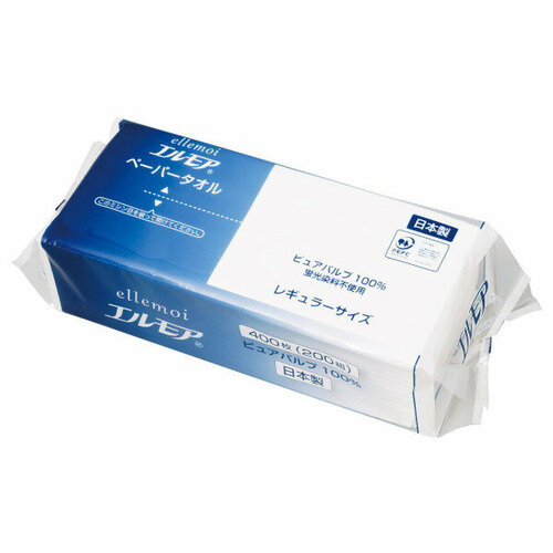 Бумажные полотенца двухслойные бумажные салфетки для кухни Kami Shodji ELLEMOI 200 листов мягкая упаковка