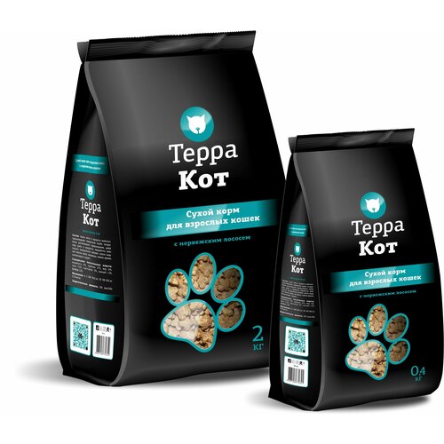Сухой корм терра КОТ для взрослых кошек с норвежским лососем (2 кг)