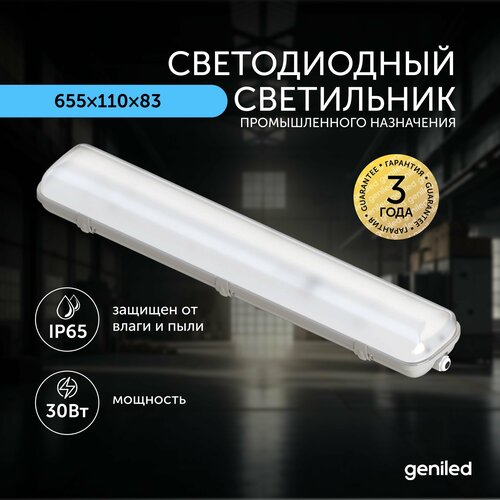 Светильник светодиодный пылевлагозащитный ЛСП ДСП 30 Вт 5000К