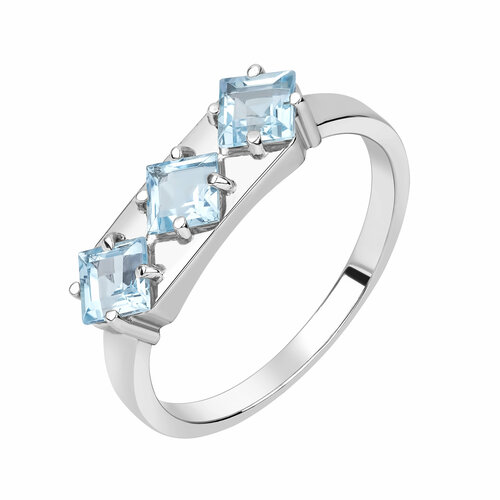 Кольцо АМБЕР Перстень, серебро, 925 проба, родирование, топаз, размер 16, серебряный