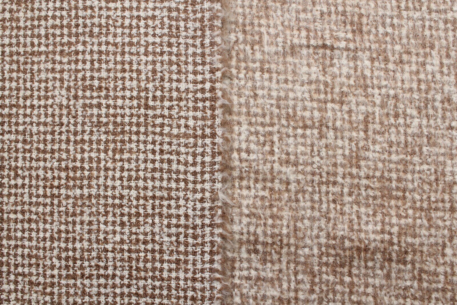 Ткань Букле пальтовое молочно-бежевое с начёсом, ш152см, 0,5 м