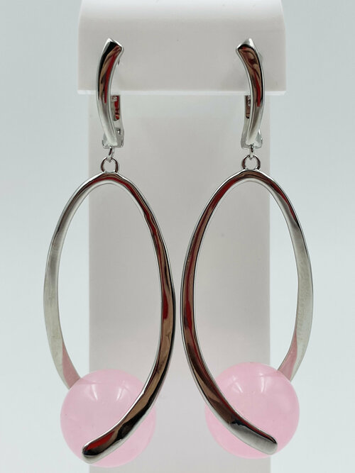 Серьги с подвесками , кварц, размер/диаметр 60 мм, розовый