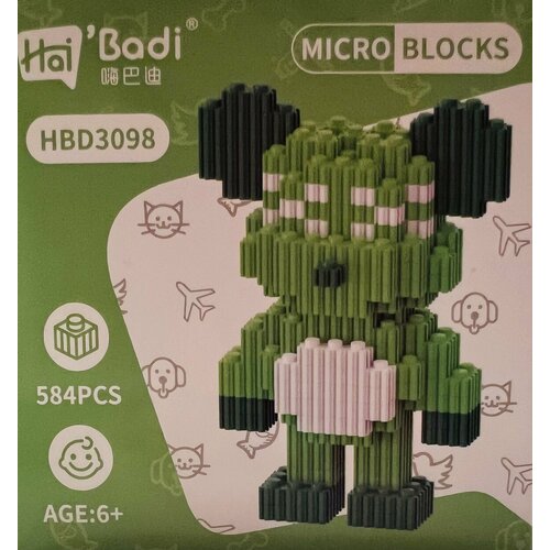 Конструктор Hai Badi Зеленый Мишка 584 деталей MICRO BLOCKS