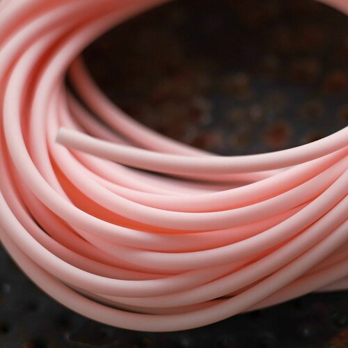 Шнур резиновый каучуковый с отверстием, намотка 5 метров, d 2 мм, цвет жемчужно-розовый, для рукоделия, создания бижутерии