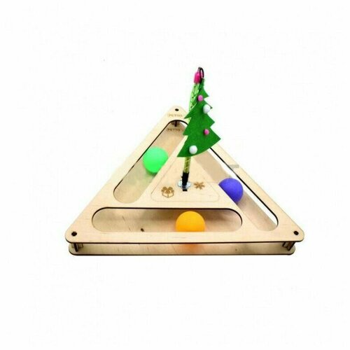 Новогодний подарок Игровой Трек для кошек Елочный шарик с шариками с когтеточкой из ковра c игрушкой елка 1721₽