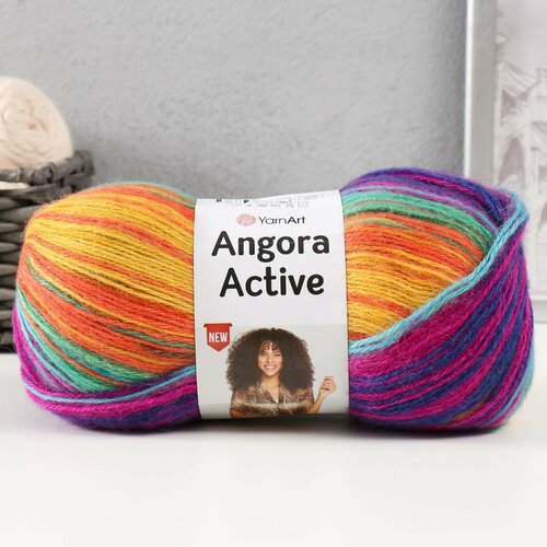 фото Пряжа "angora active" 20% шерсть, 80% акрил 500м/100гр (850 радуга) россия