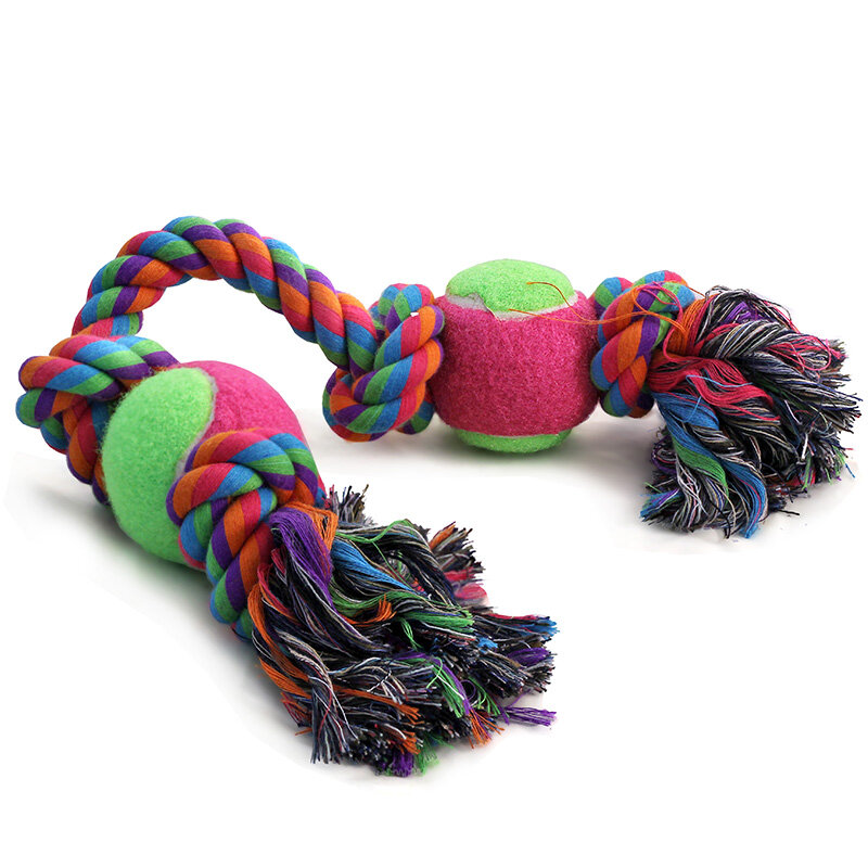 Игрушка для собак Triol Веревка 4 узла и 2 мяча (12111018), разноцветный, 1шт.