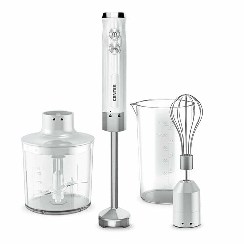 Блендер CENTEK CT-1349 White 1000Вт Турбо-режим стальная насадка стакан 600 мл чоппер венчик 299200₽