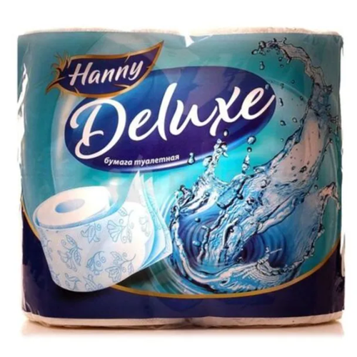 Туалетная бумага Hanny Deluxe белая ,3 слоя, 4 рулона