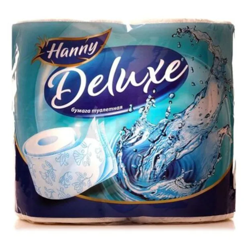 туалетная бумага deluxe белая 4 рулона 3 слоя 10 шт Туалетная бумага Hanny Deluxe белая ,3 слоя, 4 рулона