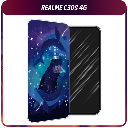 Силиконовый чехол на Realme C30S 4G / Реалми С30S 4G Ночные киты силиконовый чехол на realme c30s 4g реалми с30s 4g розовые разводы рисунок