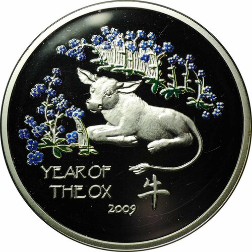 Монета 1 доллар 2008 Китайский гороскоп - Год быка 2009 PROOF Ниуэ доллар 2012 г лилии набор 3 шт ниуэ 3 26 16 г silver 925