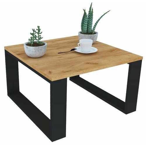 Журнальный столик Интериория Лофт JS-003 65*65*45 Дуб Крафт золотой/Черный