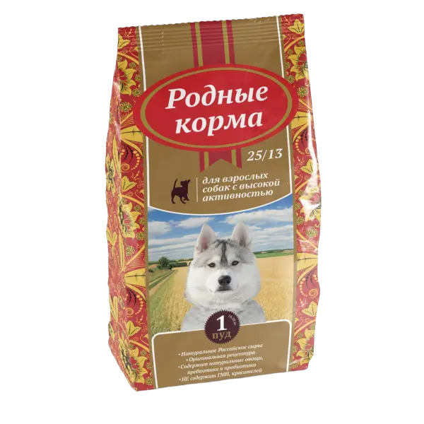 Родные корма сухой корм для взрослых собак с высокой активностью