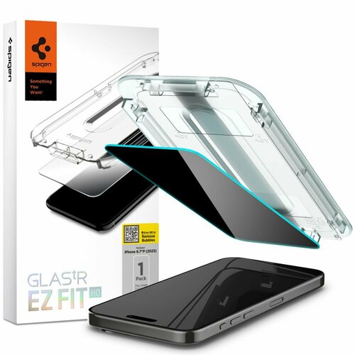 Защитное стекло SPIGEN для iPhone 15 Pro Max - Glass tR EZ Fit (Privacy) Затемненный 2 шт AGL07118