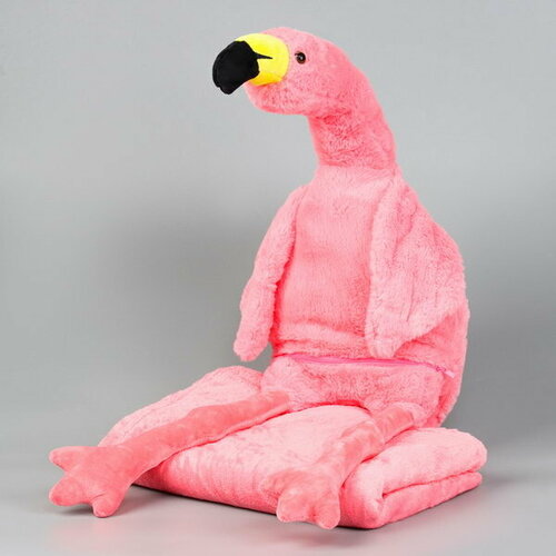Мягкая игрушка Фламинго с пледом, 95 см, цвет розовый