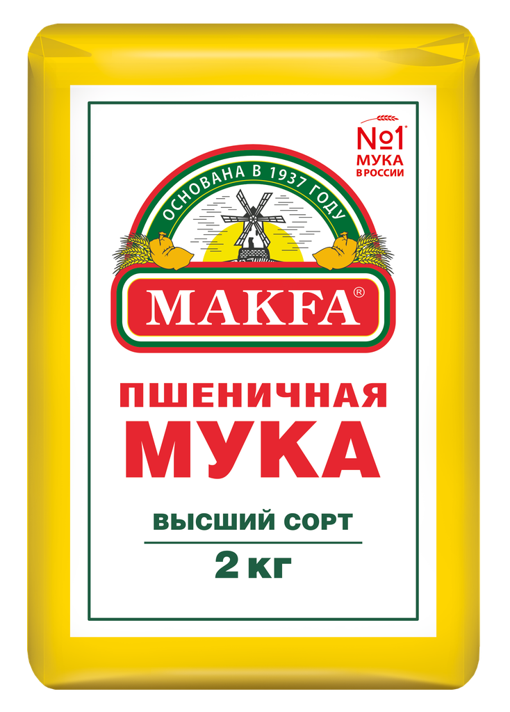 Мука пшеничная MAKFA хлебопекарная высший сорт, 2кг