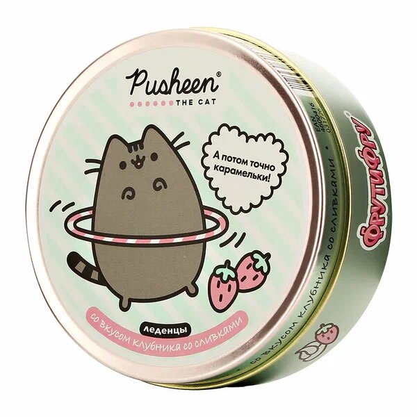 Леденцы PUSHEEN со вкусом клубника со сливками 180 гр