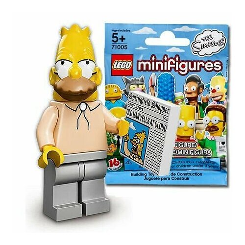 минифигурка lego collectable minifigures 71005 16 мистер бёрнс 6 дет LEGO 71005-6 Дед (Абрахам Симпсон) с газетой. Коллекционная минифигурка лего Симпсоны 1 серия