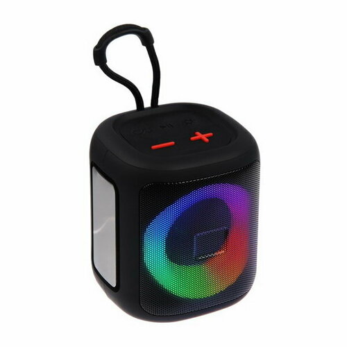 Портативная колонка A80, 8 Вт, 1200 мАч, подсветка, micro SD, чёрная черный, бесцветный