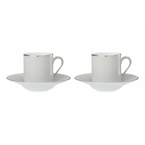 Набор кофейных чашек с блюдцем Legle Разбитое сердце 90 мл, 2 шт, жемчужно-серый, фарфор, п/к