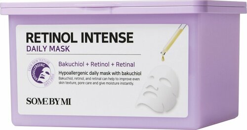 SOME BY MI RETINOL DAILY MASK Антивозрастная тканевая маска для лица с ретинолом и бакучиолом для ежедневного использования 30шт