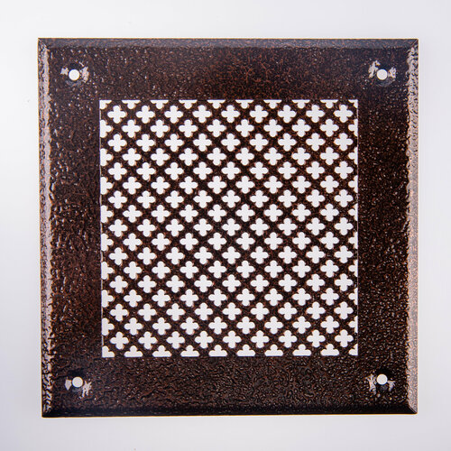 Вентиляционная решетка металлическая 200х200мм, тип перфорации кружок (Rv 3-5), антик медный вентиляционная решетка металлическая 200х200мм тип перфорации мелкий квадрат qg 3 5 цвет антик медный