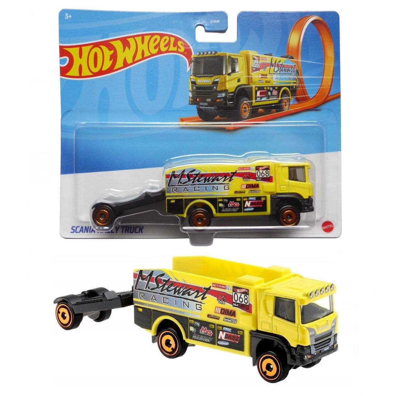 Трейлер Hot Wheels GKC33 Scania Rally Truck Желтый 2022